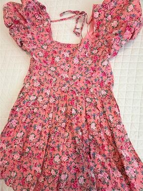 MARBLE Pink Floral Puff-Sleeve Dress